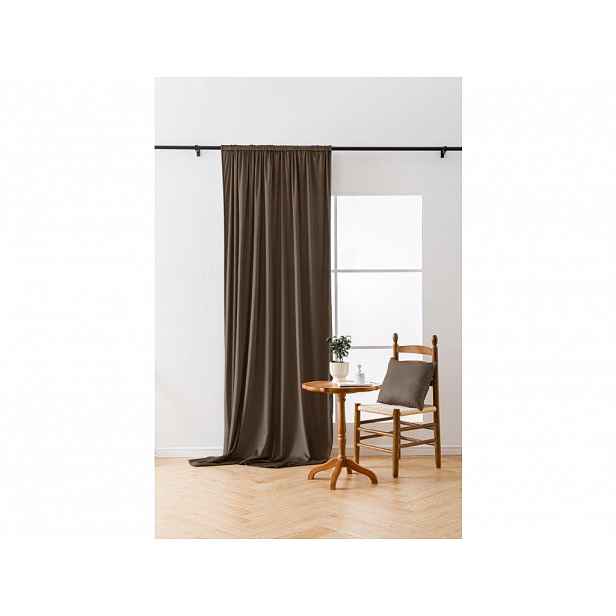 Hnědý zatemňovací závěs VELVET 140x270 cm Zavěšení: Řasící páska