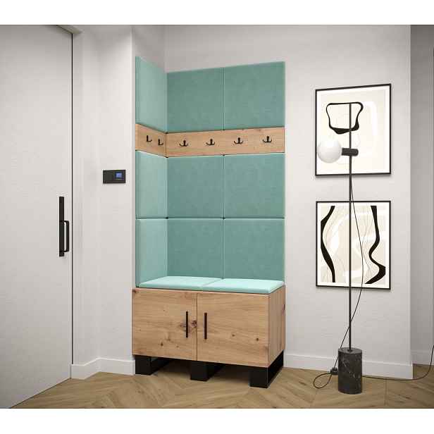 Předsíňová sestava RUMIE 11 - dub artisan, mátové panely