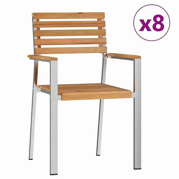 vidaXL Zahradní křeslo 8 ks Masivní teakové dřevo a nerezová ocel