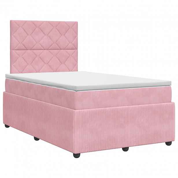 vidaXL Postel boxspring s matrací s čelo Růžová 120 x 200 cm Samet