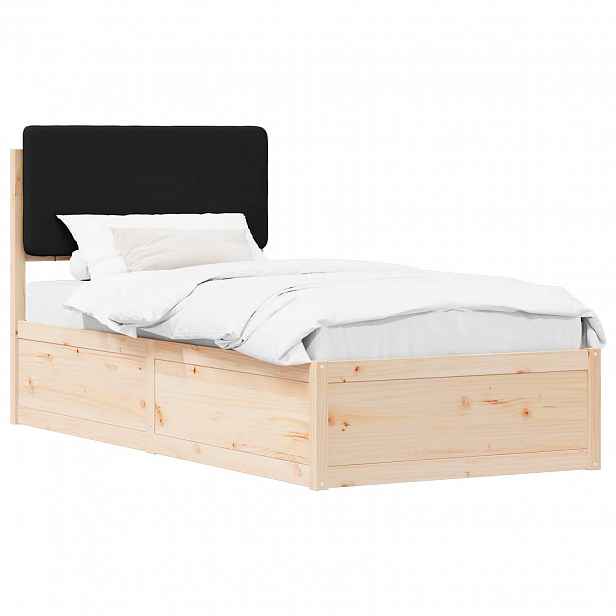 vidaXL Rám postele s čalouněným čelem s čelo Černá 80 x 200 cm