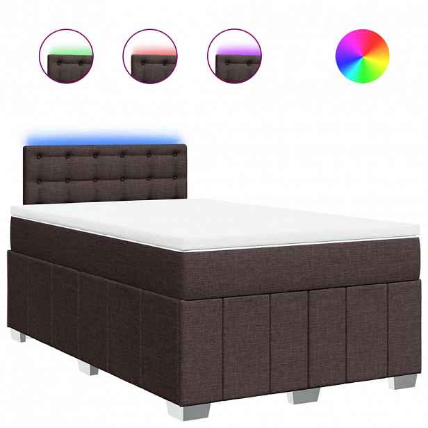 vidaXL Box spring postel s matrací tmavě hnědá 120x190 cm textil