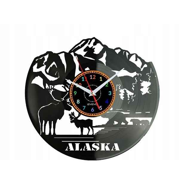 Alaska Usa Nástěnné hodiny Vinylová deska Moderní dekorativní jako Dárek