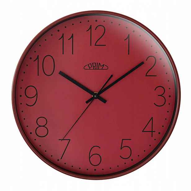 Červené Čitelné Kulatý Elegantní Nástěnné Hodiny Prim E01P.4272 35 cm