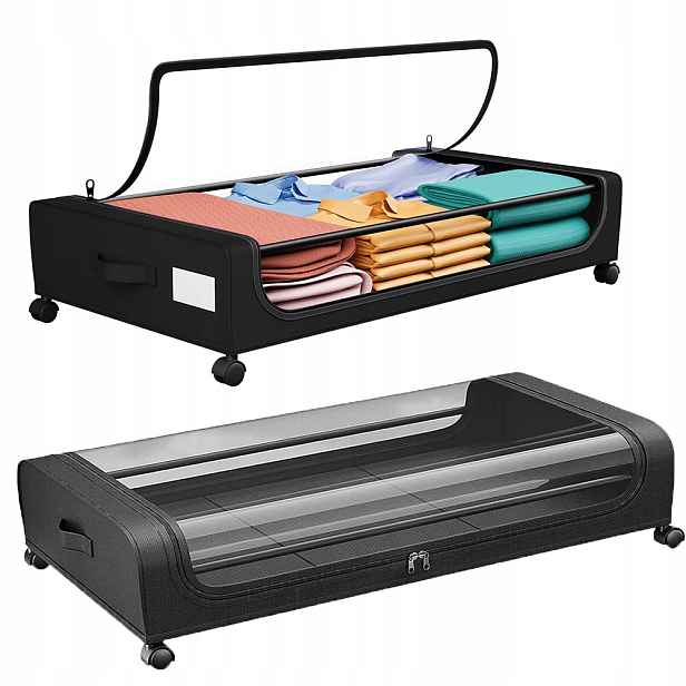 Organizér, Kontejner Na Kolečkách Pod Postel, Skříň, Černý
