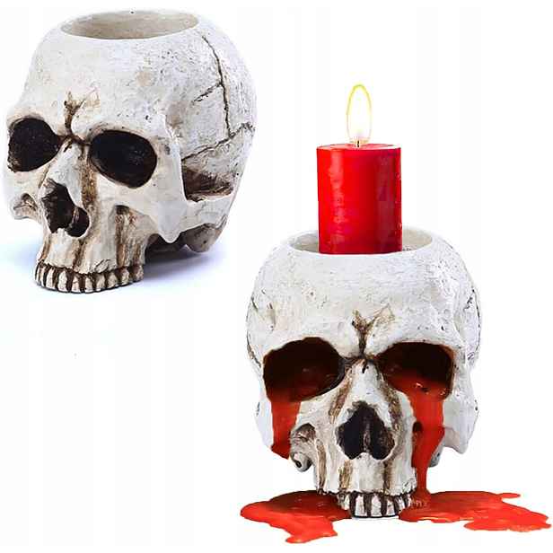 Svíčky s lebkou, 2 kusy, na Halloween, lebky, z pryskyřice, kostra