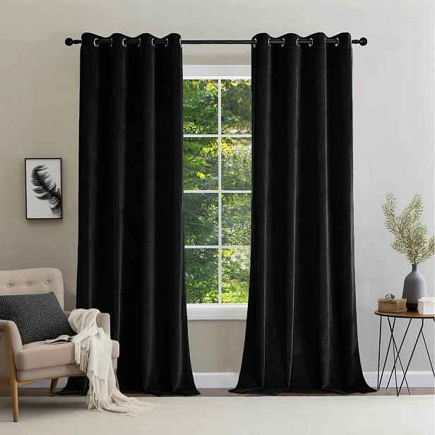 Tepelné záclony 2ks zatemňovací 140 x 245 cm do obývacího pokoje Ložnice Černé