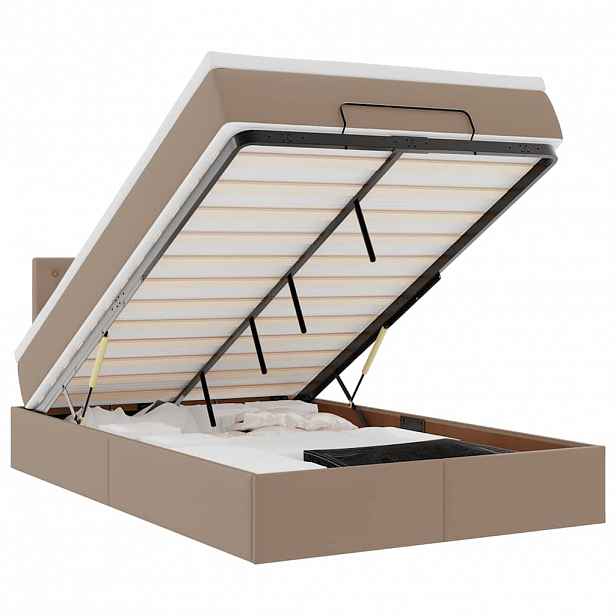 vidaXL Osmanský postel s matracemi&LED cappuccino 120x190cm umělá kůže
