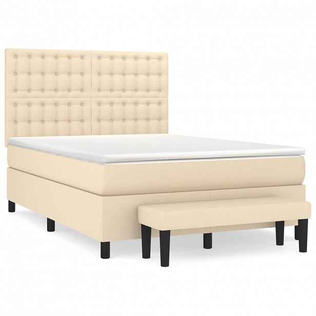 vidaXL Box spring postel s matrací krémová 140x200 cm textil