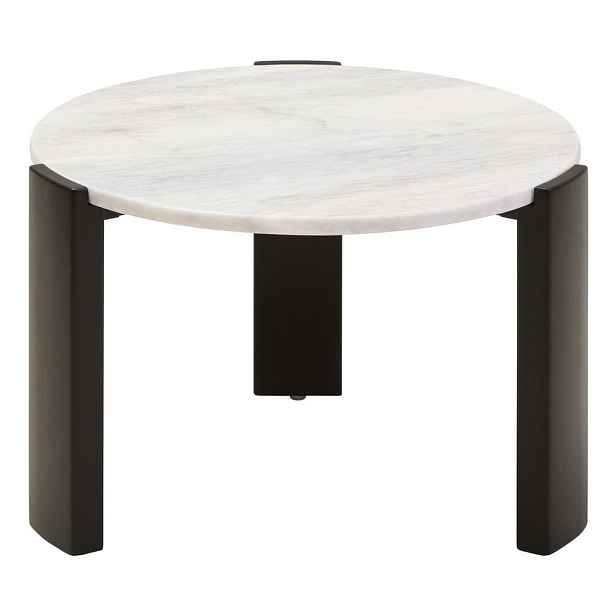 Bílý/černý kulatý konferenční stolek s mramorovou deskou  ø 60 cm Palermo – Premier Housewares