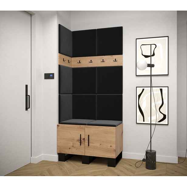 Předsíňová sestava RUMIE 11 - dub artisan, černé panely