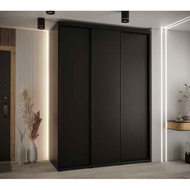 Šatní skříň YVONA 1 - 170/60 cm, černá / černá