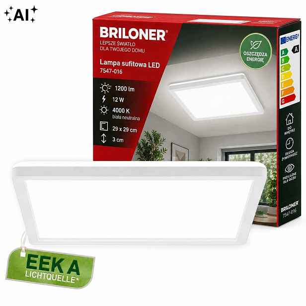 Stropní Svítidlo Led stropní svítidlo 11,4W 2400lm 4000K bílá čtverec 29 Cm Slim