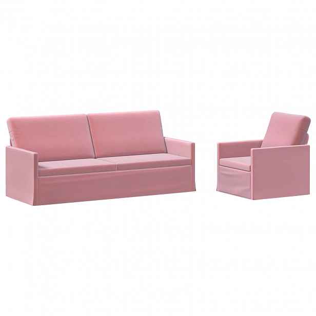 vidaXL Set pohovek 2 pcs Růžová Samet