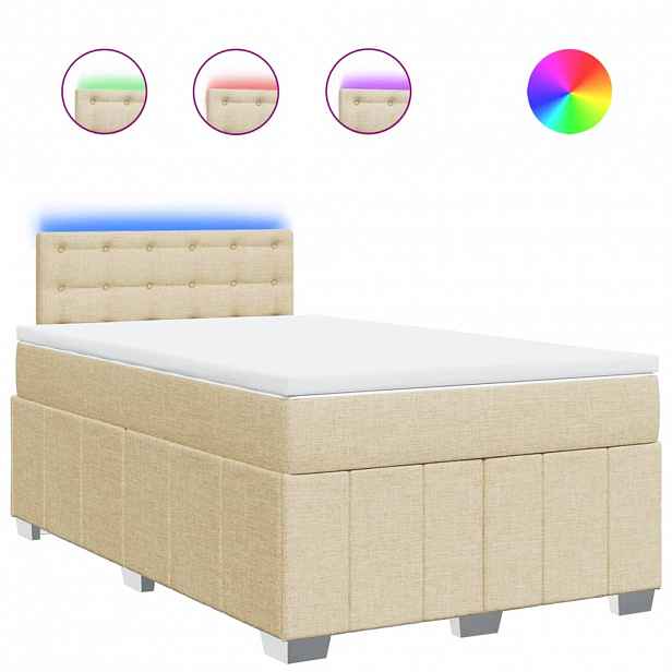 vidaXL Box spring postel s matrací krémová 120x190 cm textil