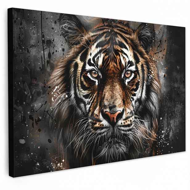 MuchoWow OBRAZ NA PLÁTNĚ Tygr - Zvířata - Portrét - Luxusní - Černá 30x20 cm