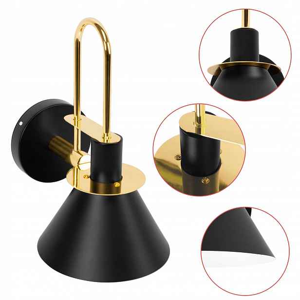 Nástěnné svítidlo Retro Černé Zlaté E27 Elegantní Geometrická nástěnná lampa