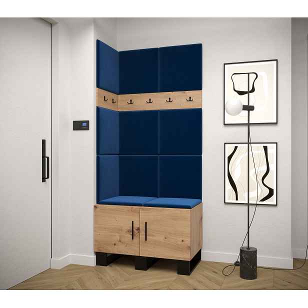 Předsíňová sestava RUMIE 11 - dub artisan, modré panely