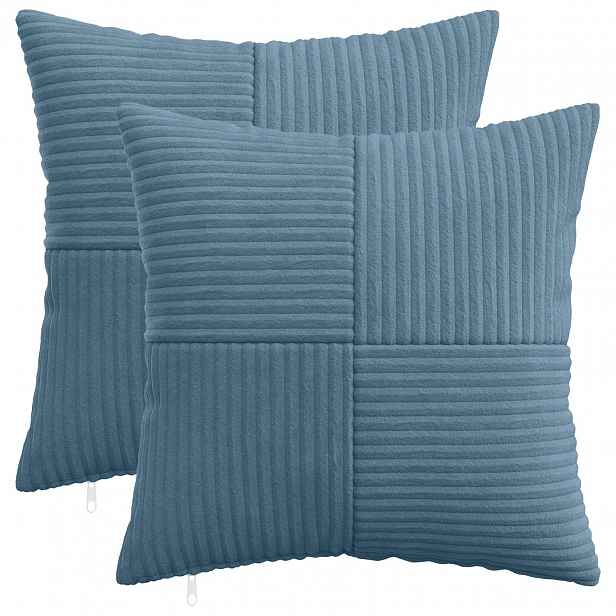 vidaXL Povlak na polštář 2 pcs ALMELO Modrá 40 x 40 cm manšestr