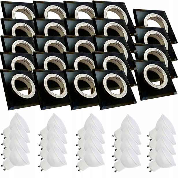 24x Skleněná Stropní Lampa Zapuštěná Do Stropu Křišťál 7W Led Žárovky