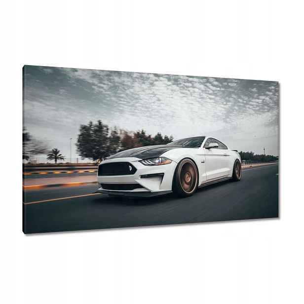 Obrazy 120x70 Bílý Ford Mustang Auto