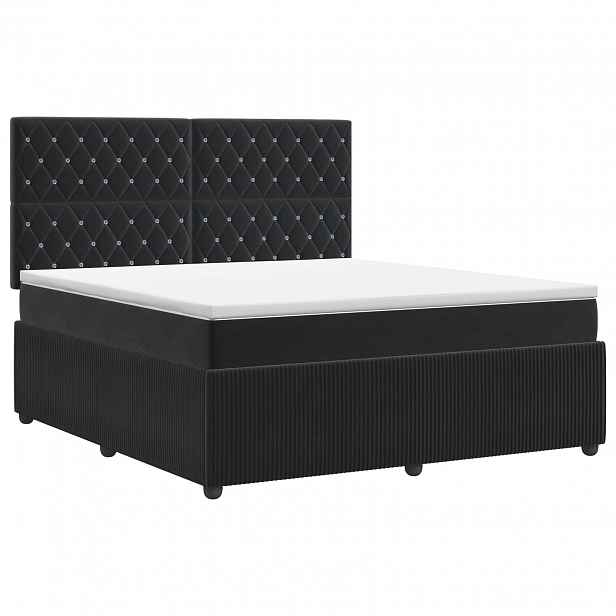 vidaXL Postel boxspring s matrací s čelo Černá 140 x 190 cm Samet