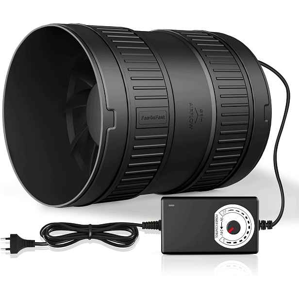 FanGoFast Trubkový ventilátor 100 mm, nastavitelný, 221 m³/h, se zástrčkou 2512