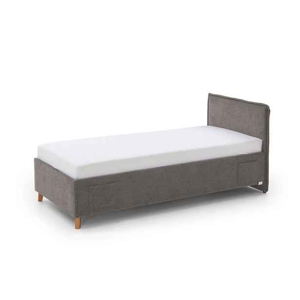 Šedá čalouněná dětská postel s úložným prostorem s roštem 90x200 cm Fun – Meise Möbel