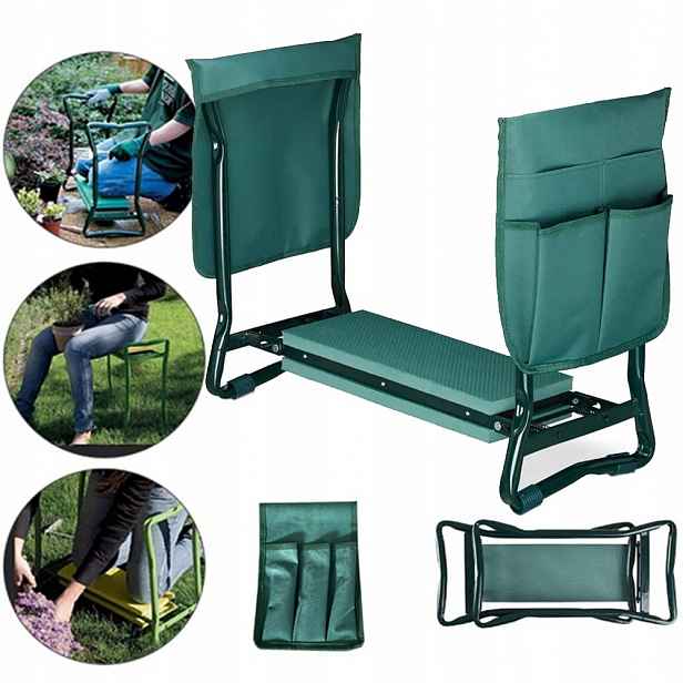 Skládací Klečenka 2v1 S Polštářkem Zahradní S Kapsami