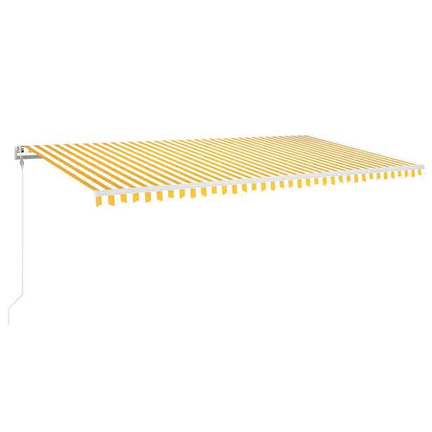 vidaXL Elektrická markýza 6 x 3,5 m žluté a bílé pruhy 100% polyester