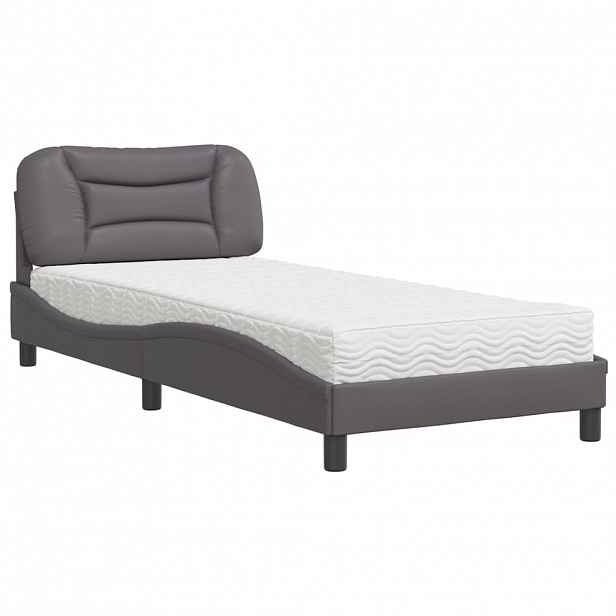 vidaXL Postel s matrací Hvar šedá 80 x 200 cm umělá kůže