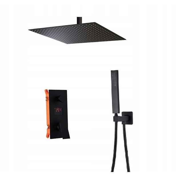 Sprchový set stropní černá -black Big 50