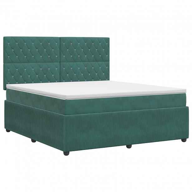 vidaXL Postel boxspring s matrací Tmavě zelená 140 x 190 cm Samet