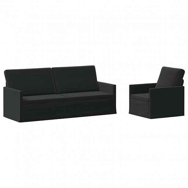 vidaXL Set pohovek 2 pcs Černá Samet