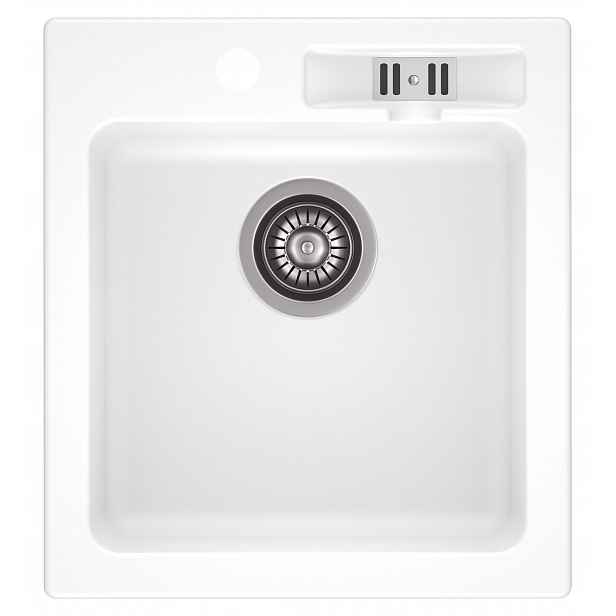 Granitový Dřez Martha 20 Pure White 47x43 Jednokomorový Premium