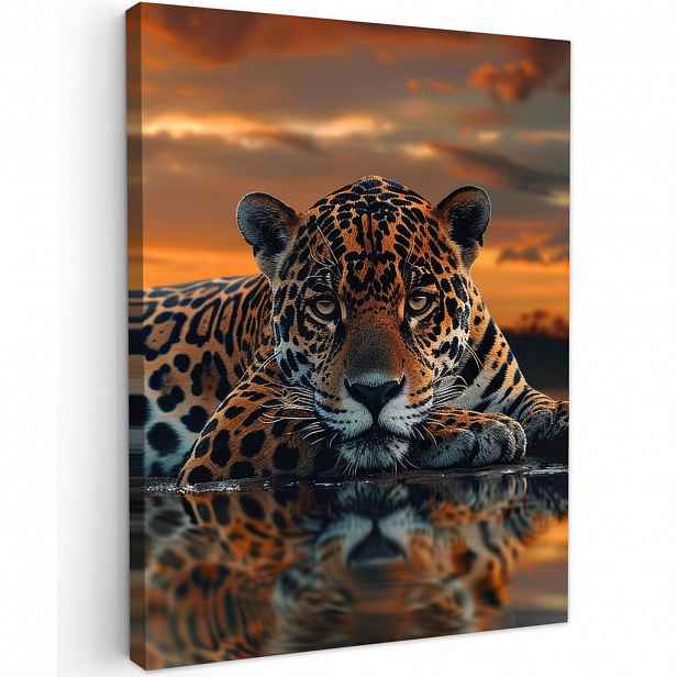 MuchoWow OBRAZ NA PLÁTNĚ Příroda - Leopard - Zvíře - Západ slunce - Moderní 30x40 cm