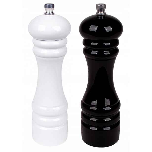 Ruční Mlýnek Na Sůl A Pepř, Dřevěný, Sada 18 CM, Černý A Bílý Lak