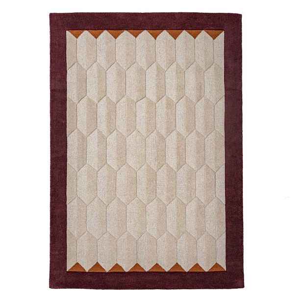 Vínový/v přírodní barvě ručně tkaný vlněný koberec 200x290 cm Apex Border Wool – Flair Rugs