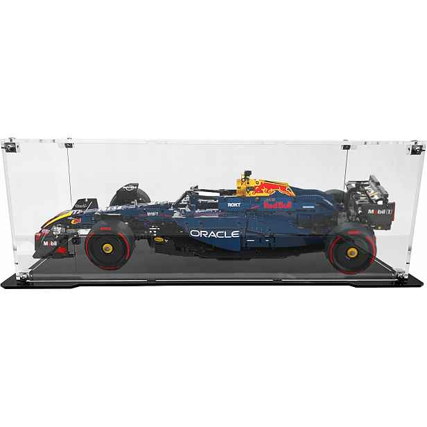 Vitrína s černou základnou pro stavebnici Lego 42206 Technic Formule F1 Oracle