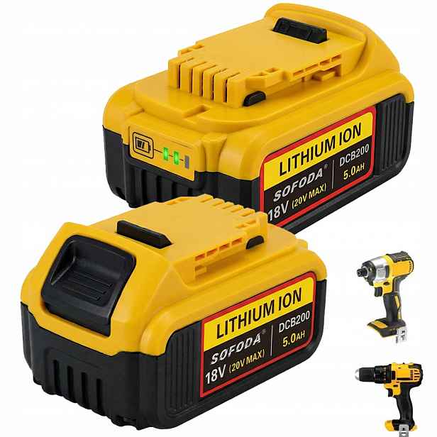 2x Akumulátor Baterie pro De-Walt DCB181 DCB180 18V 5000mAh s Led