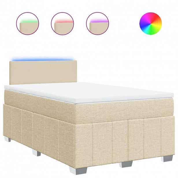vidaXL Box spring postel s matrací krémová 120x200 cm textil