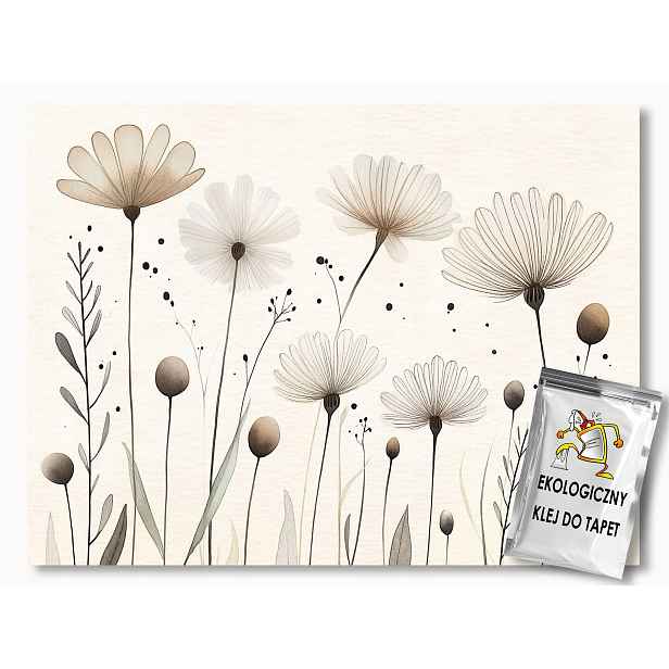 Fototapeta Flizelina Grafika Květiny Béžová Hnědá Scandi Boho 208x146 130g