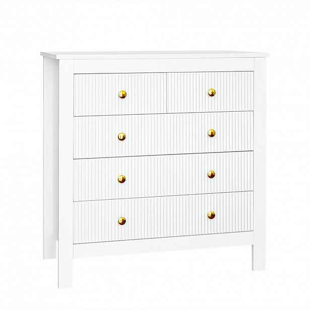 STILVORA KOMODA v bílé barvě se speciálními dvířky a 5 zásuvkami, 79×39,5×80,5 cm