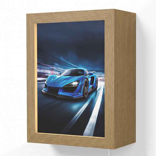 OnlyWow NÁSTĚNNÁ LAMPA Auto - Modrá - Chlapci - Dítě 15x20 cm