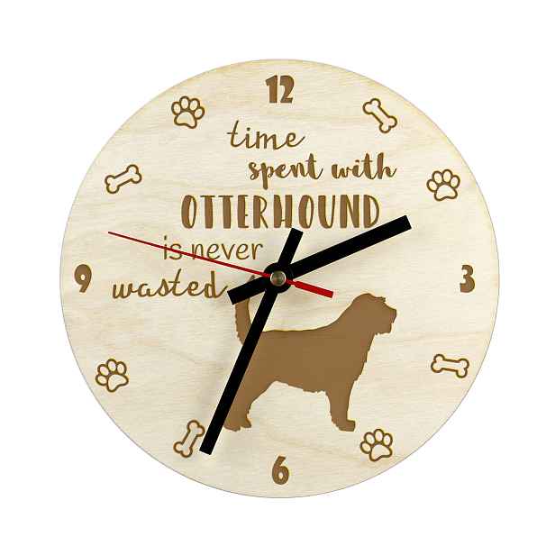 Otterhound gravírované hodiny se psem, průměr 30 cm, jméno psa