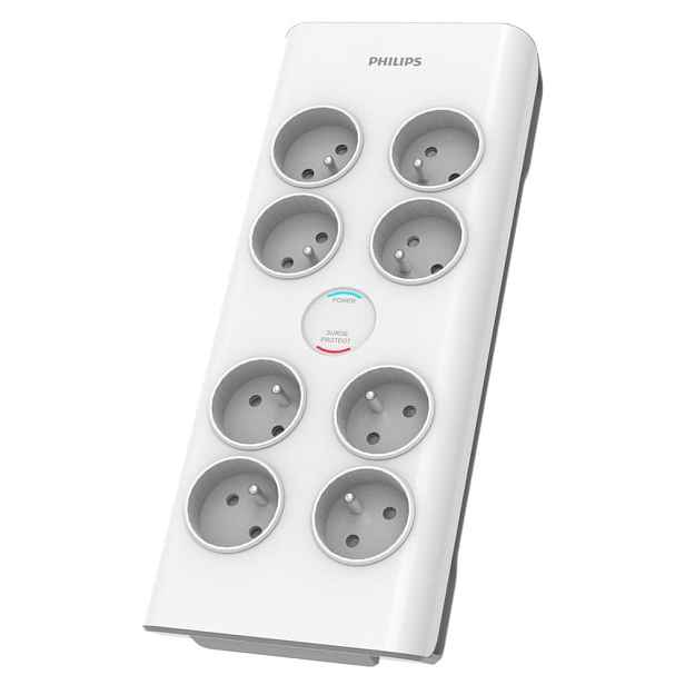 Prodlužovací Kabel kabel Philips s přepěťovou ochranou 2 m, 8 zásuvek, bílý