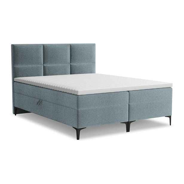 Světle modrá boxspring postel s úložným prostorem 140x200 cm Pakalana – Makamii