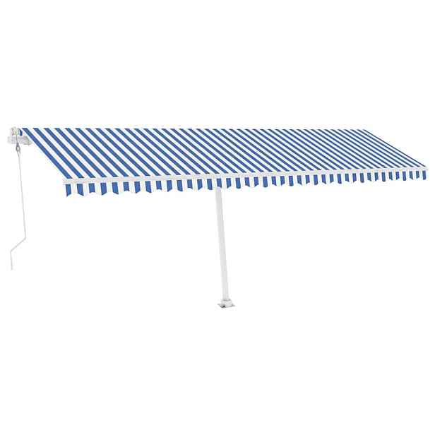 vidaXL Elektrická markýza 6 x 3,5 m Modro-bílý pruh 100% polyester