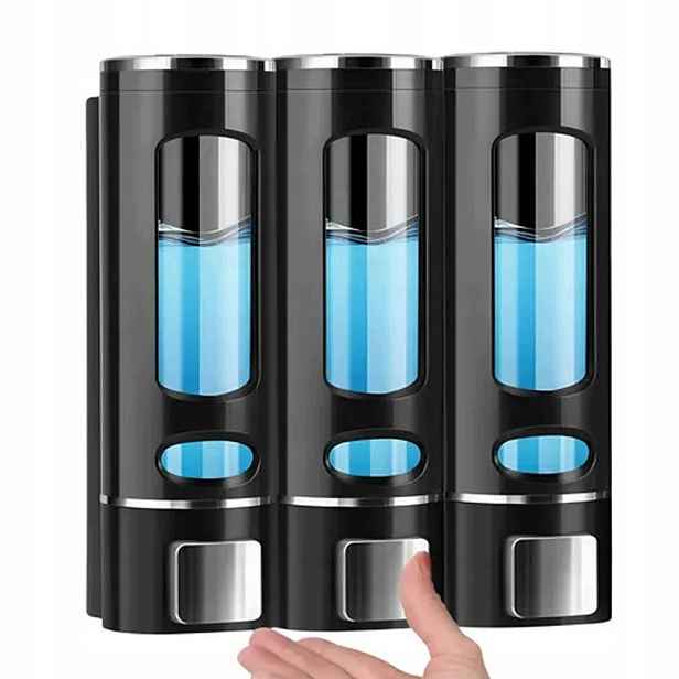 3x Ruční dávkovač mýdla sprchový gel nástěnný bez vrtání 400 ml