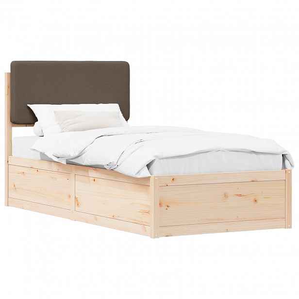 vidaXL Rám postele s čalouněným čelem s čelo Taupe 90 x 190 cm